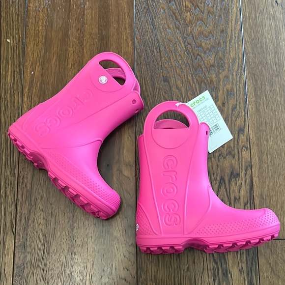 SOLD - do not purchase CROCS Pink Rain Boots Waterproof Durable Design - Picture 1 of 7